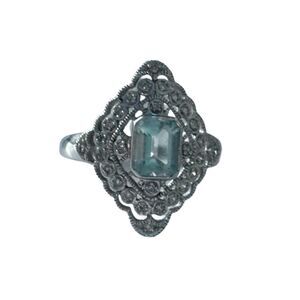 10K White Gold 1.0CT Blue Topaz & Real Diamond 2.9G Women’s Ring size 8